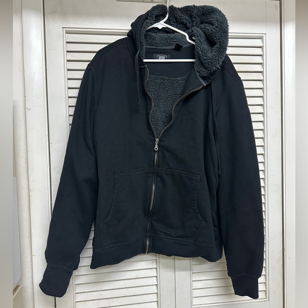 Men's Hooded Black Zip-Up Jacket